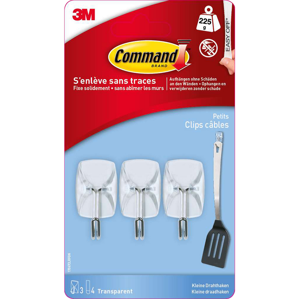 3M Command Clear Metal Hook Small Size 3-pack