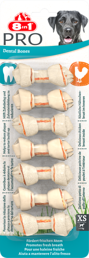 [4048422102595] 8IN1 Guloseimas Mastigáveis Dental Delights Frango para Cão Pequeno, pacote de 7 ossos
