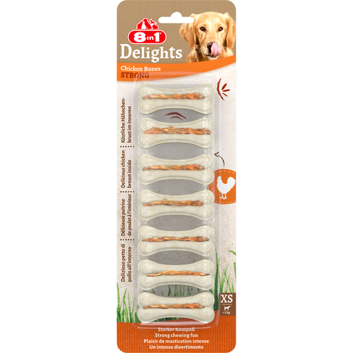 [4048422110668] 8IN1 Petiscos para Cão Mastigáveis Pequeno Recheados Frango Delights 7 peças
