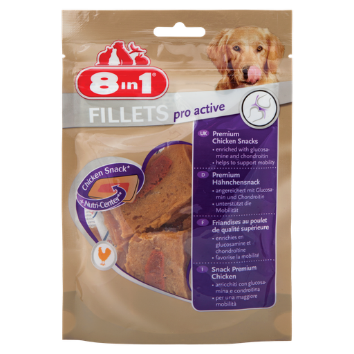 [4048422111870] 8IN1 Filetes De Frango Secos Pro Active Enriquecidos Com Condroitina 4 sacos de 320 g