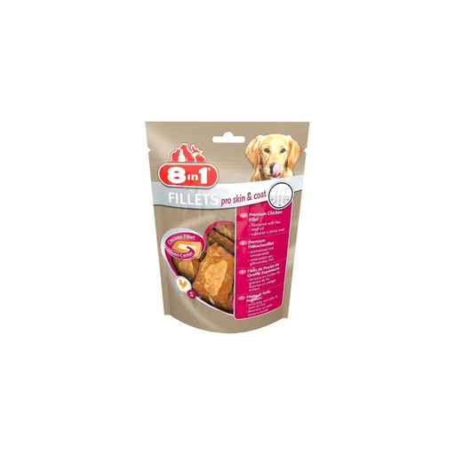 [4048422111900] 8IN1 Filetes De Frango Secos Pro Skin+Coat Enriquecidos Com Óleo De Semente, A Garrafa