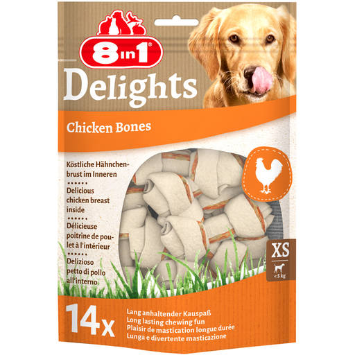 [4048422122364] 8 IN 1 Ossos de Mastigar para Cão Pequeno Frango Delights 168 g