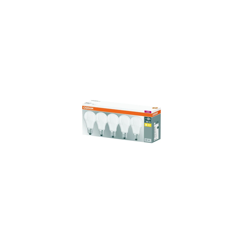 OSRAM Bombilla LED Estándar Mate 8,5W=60W E27 Cálida, Caja de 5