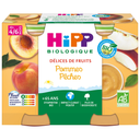 HIPP BIOLOGIQUE Compote bébé Pomme Pêche 2 pots de 190 g