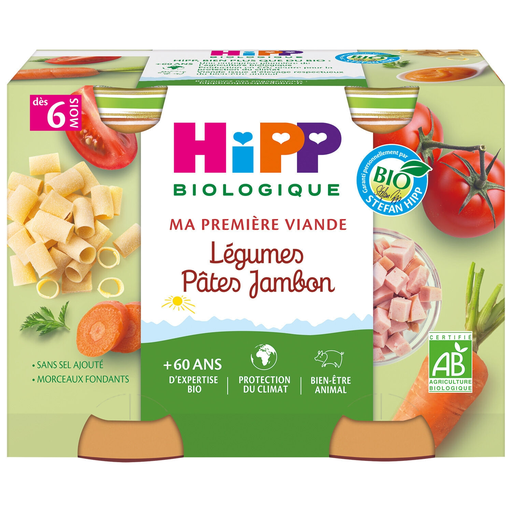 [4062300056060] HIPP BIOLOGIQUE Baby meal vegetables pasta ham 2x190g