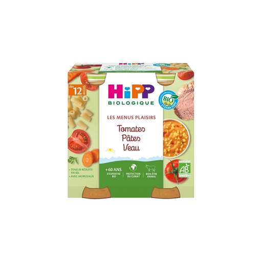 [4062300087606] HIPP Les Menus Plaisirs Tomato Pasta Veal 2x250g