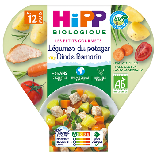 [4062300163843] HIPP BIOLOGIQUE Organic Baby Meal Garden Vegetables Turkey Rosemary 230 g