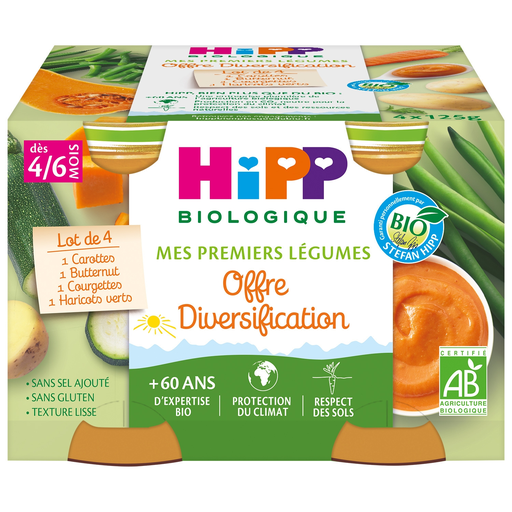 [4062300201750] HIPP BIOLOGIQUE Mes Premiers Légumes Baby Purees 4 pots of 125 g