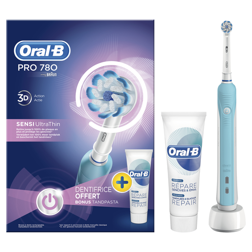 [4210201209638] ORAL-B Escova de dentes elétrica Pro 780 Sensi Ultra Thin + Pasta de dentes 1 unidade