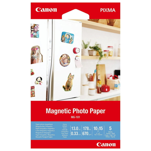 [4549292137583] CANON Papel fotográfico magnético MG-101 5 folhas 100 x 150 mm 670 g