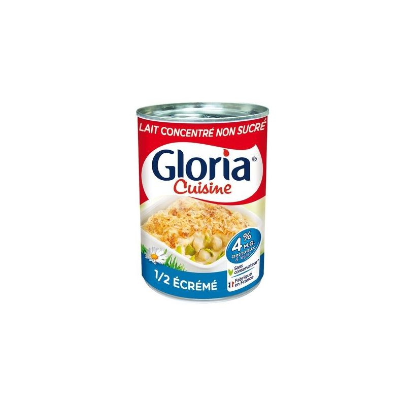 GLORIA Lait Concentré Demi-Écrémé Non Sucré 410 g