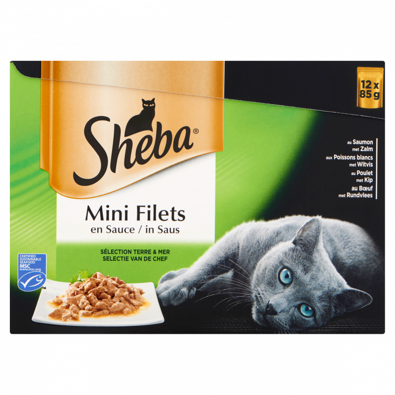 Sheba Pâtée Pour Chat Viandes/Poissons Sauce : Les 12 Sachets De 85 G