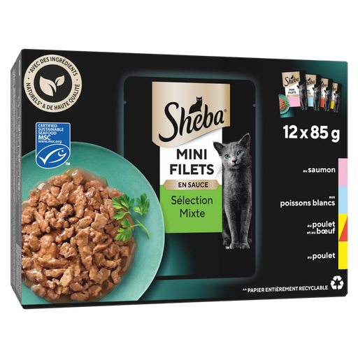 [4770608244163] SHEBA Délices du jour Sélection Mixte repas pâtée en sauce 4 variétés pour chat 12x85g