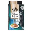 SHEBA Délices du Jour Comida húmeda para gatos atún, bacalao y pescado blanco 6 x 50 g