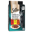SHEBA Délices du Jour Comida húmeda para gato buey, pollo y cordero 6 x 50 g