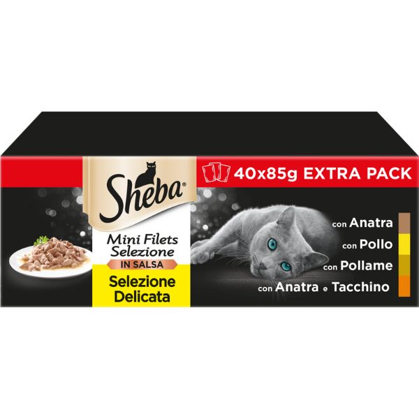 Sheba Pâtée Pour Chat Adulte Mini Filets En Sauce À La Volaille 40X85G