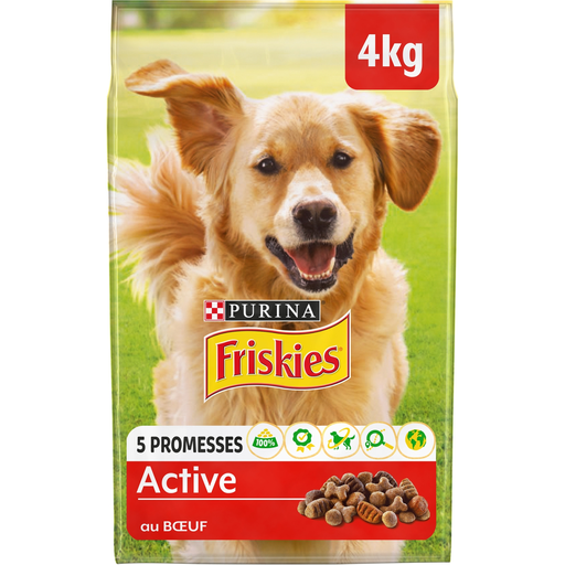 [3010470181632] FRISKIES Vitafit Active com Carne de Vaca Croquetes para Cão Adulto 4 kg