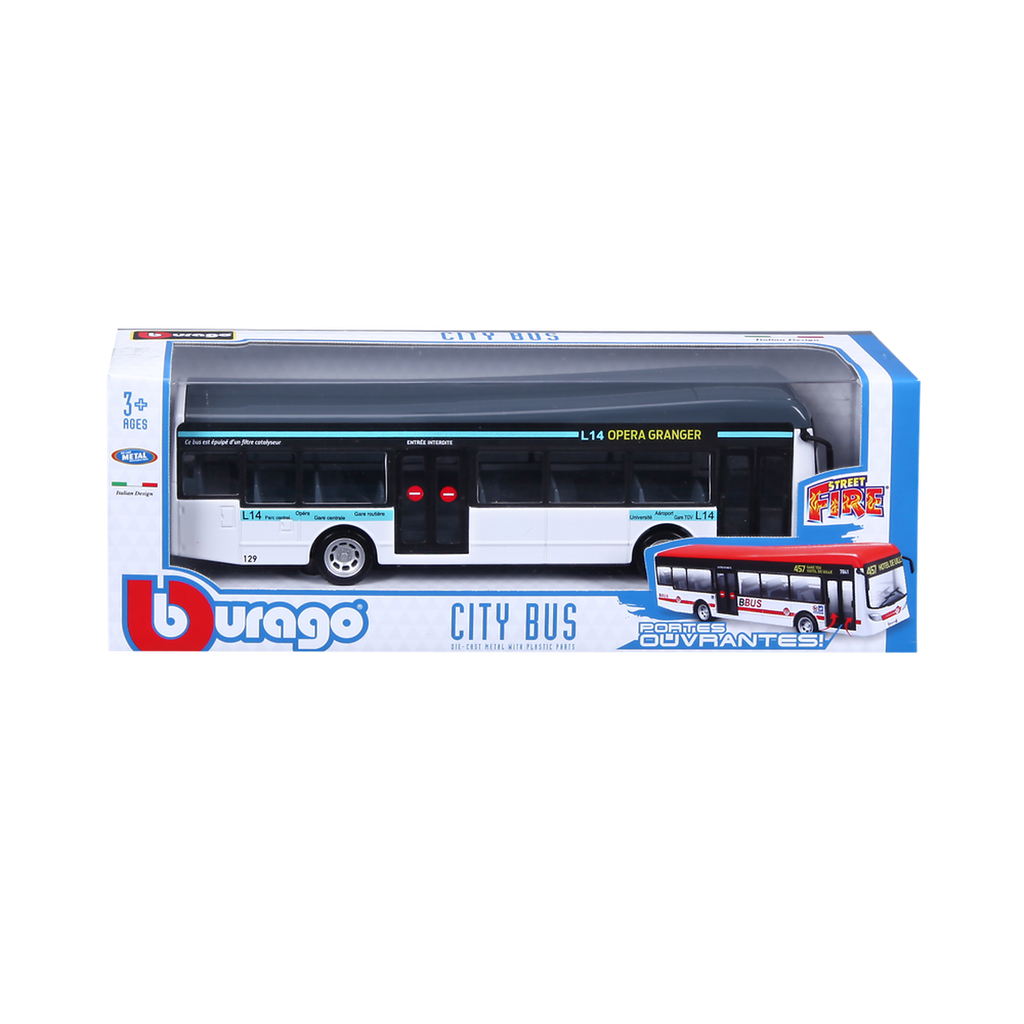 BBURAGO City Bus urbano com portas de abrir Sortido de 4 modelos 1/64 unidade