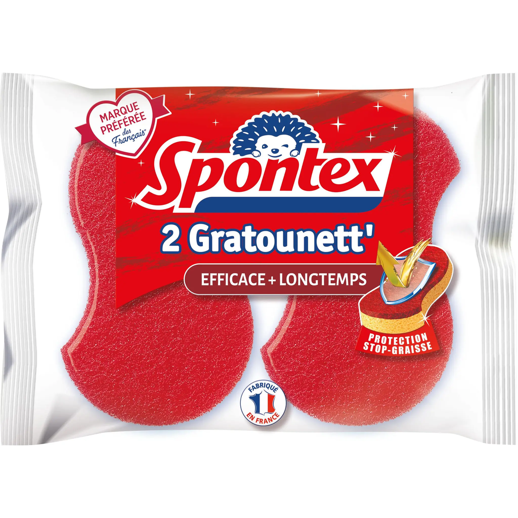 SPONTEX 2 Gratounett Sponges 18cm Red, pack of 2