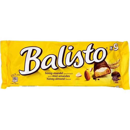 [5000159419123] BALISTO Barritas de chocolate con leche miel y almendras 9 barritas 18,5 g