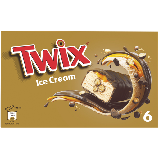 [5000159484695] TWIX Barras geladas caramelo bolacha chocolate de leite 6 barras 205g