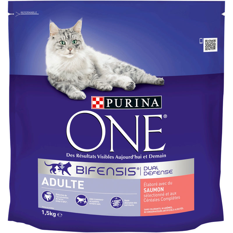 Purina One Croquettes Pour Chat Adulte Saumon Bifensis 1,5Kg