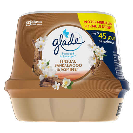 [5000204185010] GLADE Gel désodorisant salle de bain Sensual Sandalwood & Jasmine 180 g