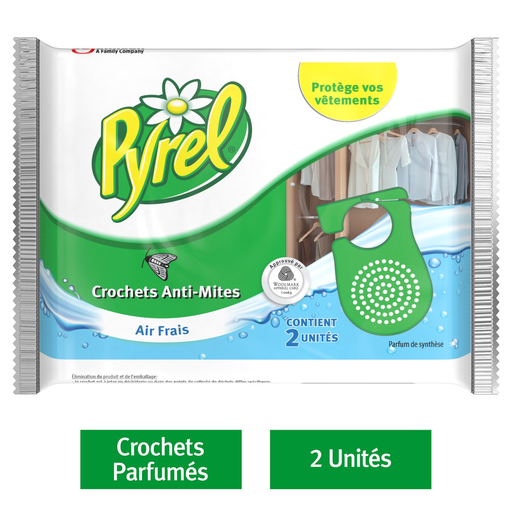 [5000204200997] PYREL Anti-Mites Crochets Garde De Robe Air Frais 2 hooks