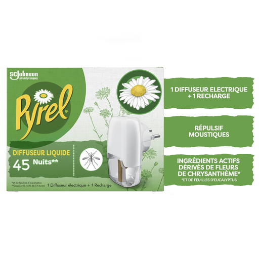 [5000204206050] PYREL Electric Liquid Mosquito Repellent Diffuser 1 diffuser + 1 refill