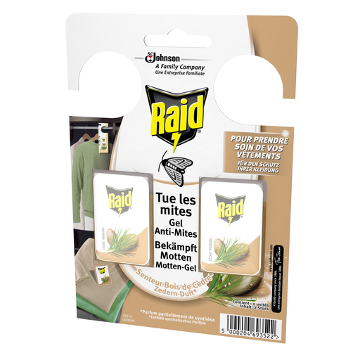 [5000204693522] RAID Wardrobe Anti-Moth Gel Cedarwood Scent 2 sticks of 3 g