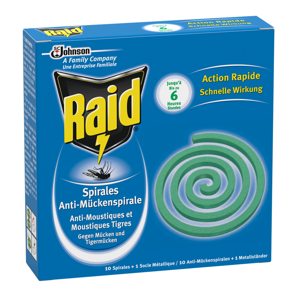 RAID Mosquito & Tiger Mosquito Coils 10x6 hours 10 coils + 1 holder
