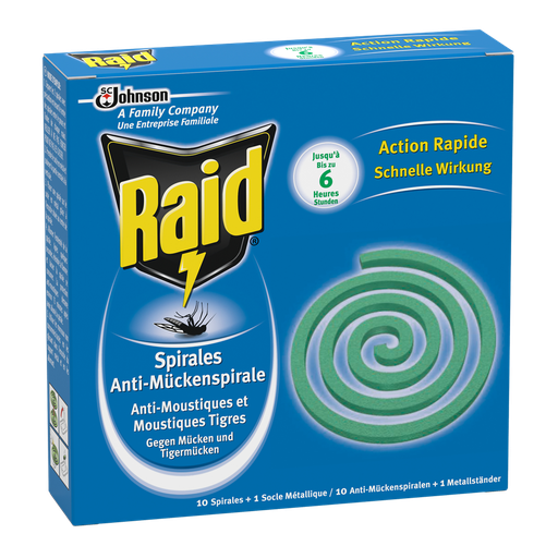 [5000204868241] RAID Mosquito & Tiger Mosquito Coils 10x6 hours 10 coils + 1 holder