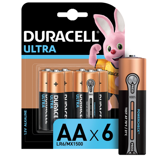 [5000394012738] DURACELL Alkaline Batteries LR6/AA 1.5V Ultra Power Pack of 6