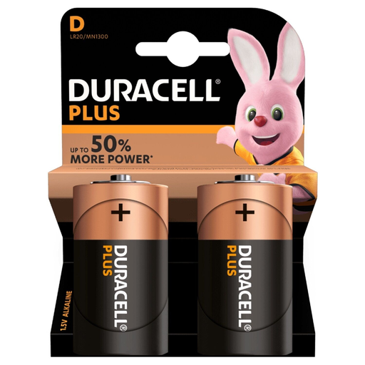 [5000394019171] DURACELL Alkaline Batteries LR20/D 1.5V Plus Power, pack of 2