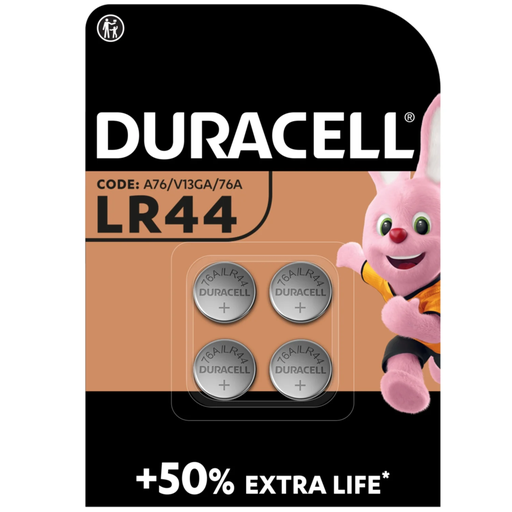 [5000394019621] DURACELL Pilas de botón alcalinas especiales LR44 1.5 V, pack de 4