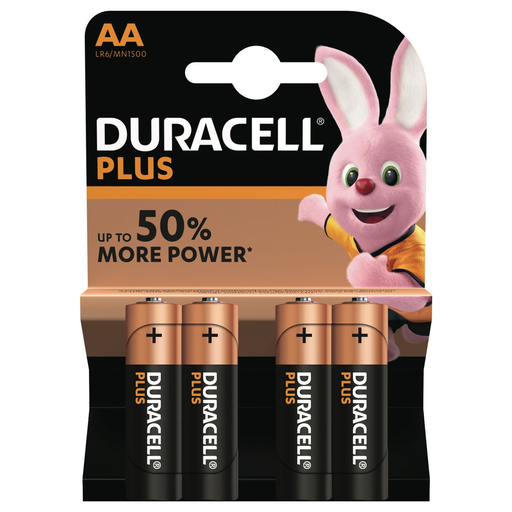 [5000394114784] DURACELL Piles Alcalines LR6/AA 1,5V Plus Power, le lot de 4 piles