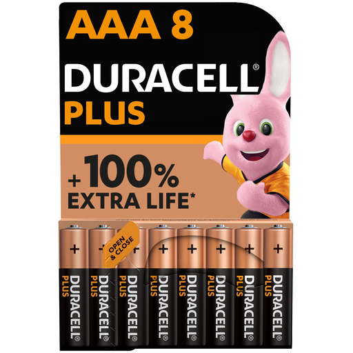 [5000394141179] DURACELL Pilas alcalinas Plus AAA, 1,5V, LR03 MN2400, paquete de 8