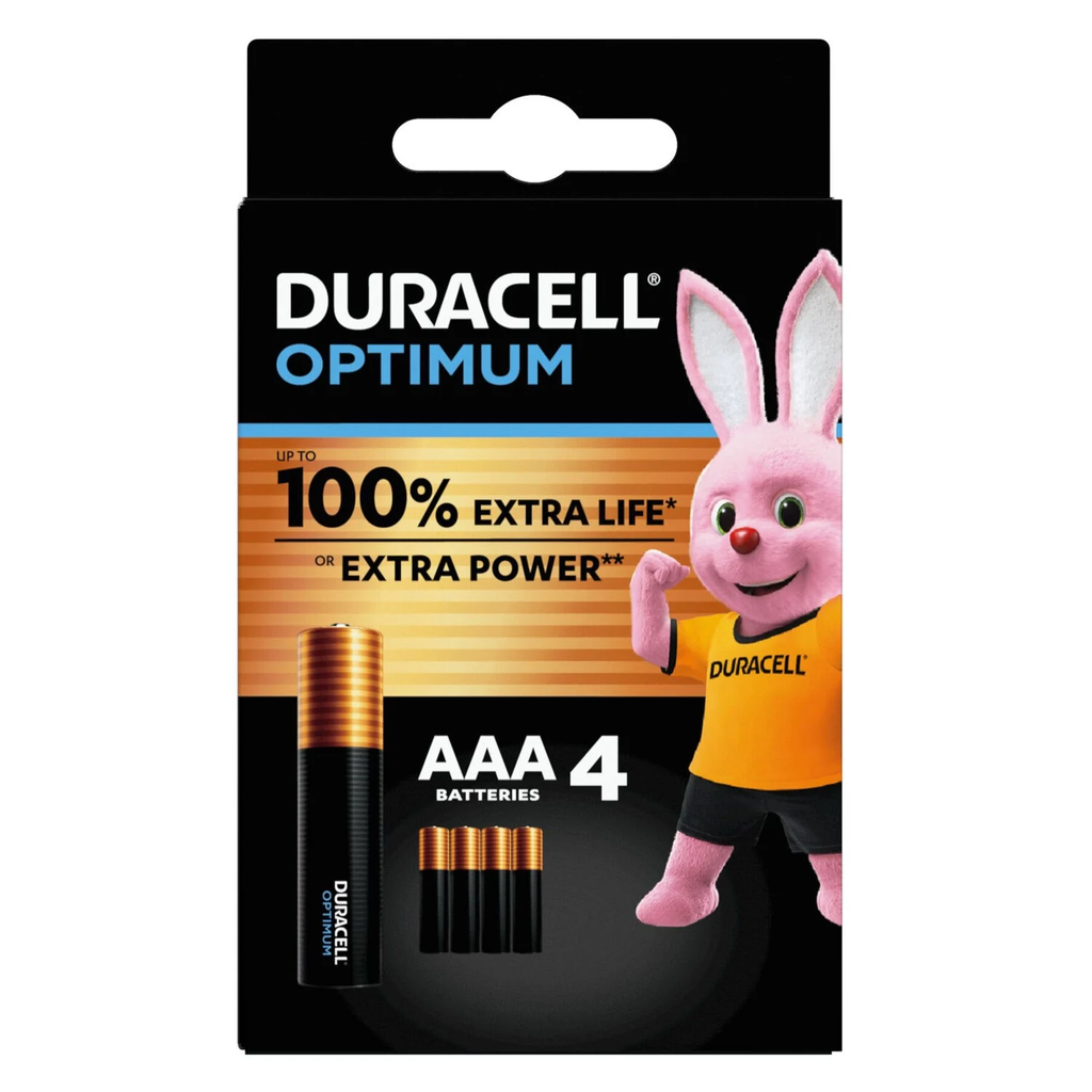 DURACELL Pilas Optimum AAA, el lote de 4 pilas