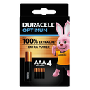 DURACELL Pilas Optimum AAA, el lote de 4 pilas