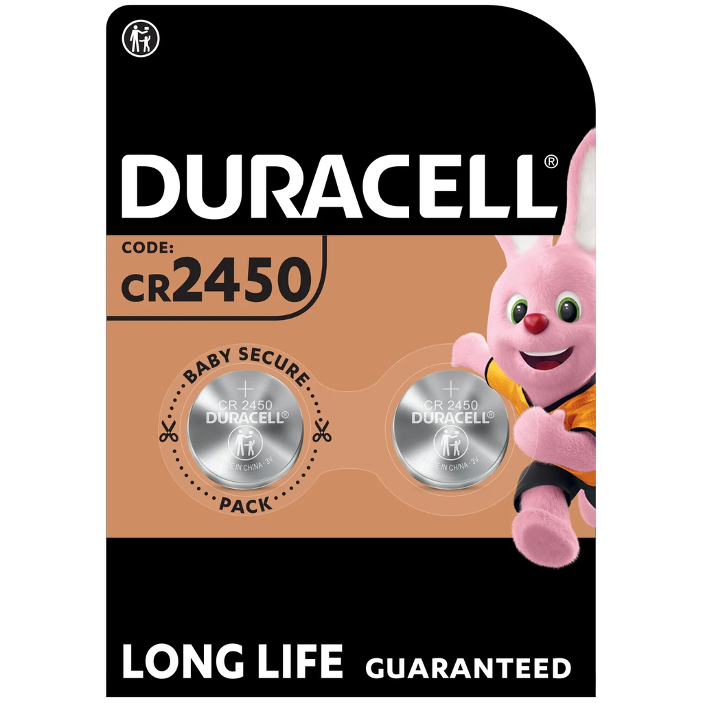 DURACELL Pilas de Botón de Litio 2450 3V, pack de 2