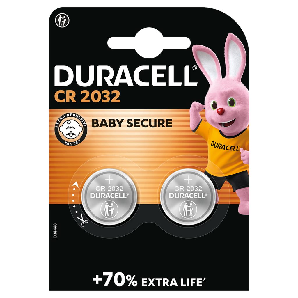 DURACELL Pilha botão de lítio CR2032 3V, embalagem de 2