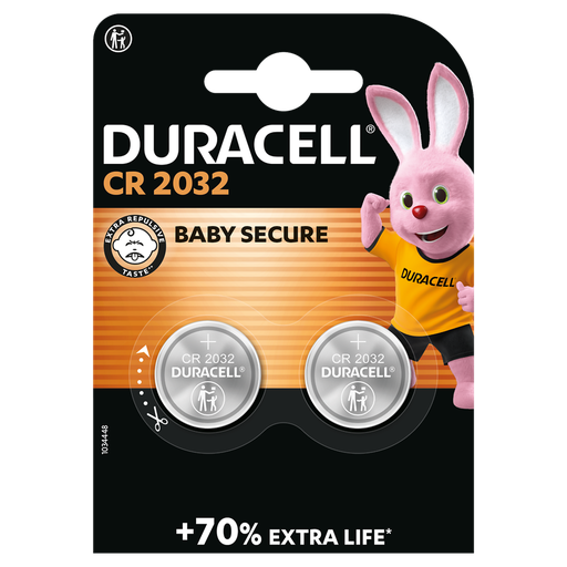 [5000394203921] DURACELL Pila de botón de litio CR2032 3V, paquete de 2