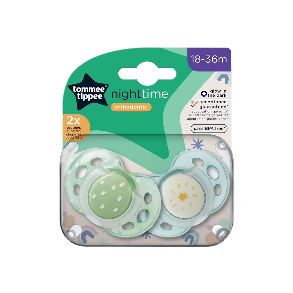TOMMEE TIPPEE Chupeta noturna fosforescente 18-36 meses lote de 2 unidades