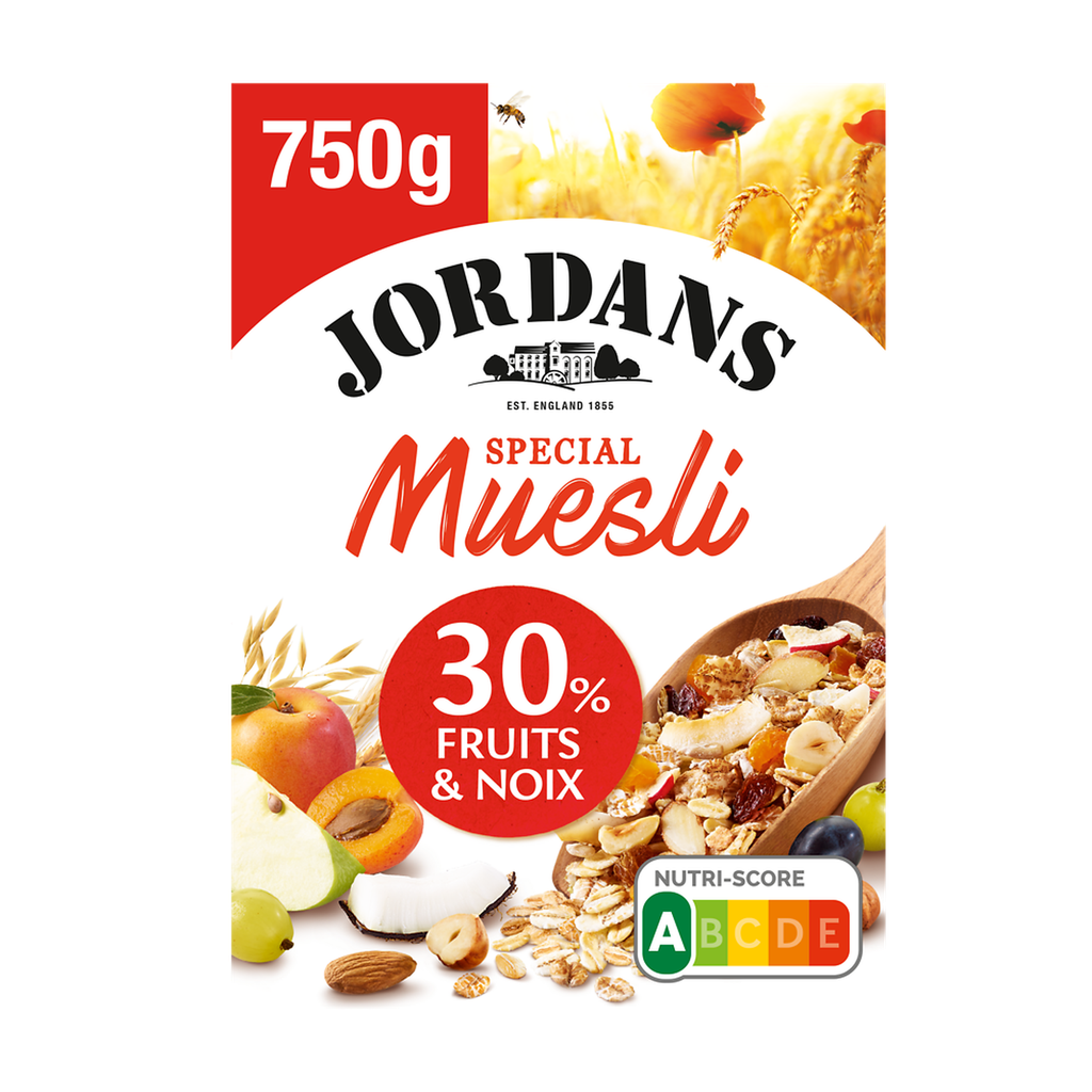 JORDANS Muesli Amandine, Blé et Orge 30% Fruits et Noix 750 g