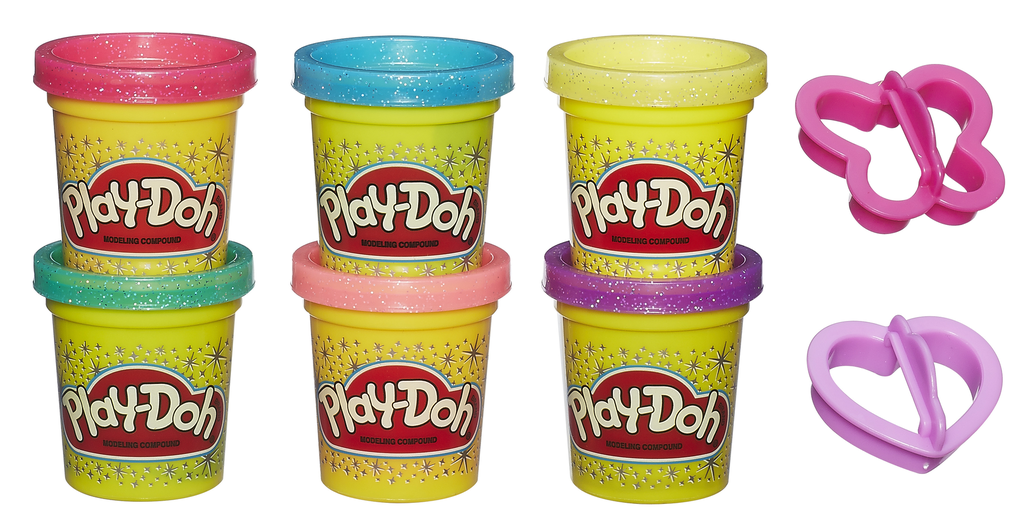 PLAY-DOH Pasta con Purpurina 6 botes, el estuche