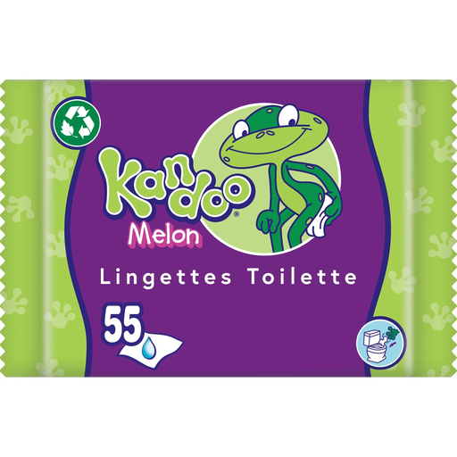 [5025404004497] KANDOO Toallitas íntimas para bebé melón, paquete de 55 toallitas