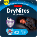 HUGGIES DryNites absorbent night pants for boys 3-4 years, pack of 16