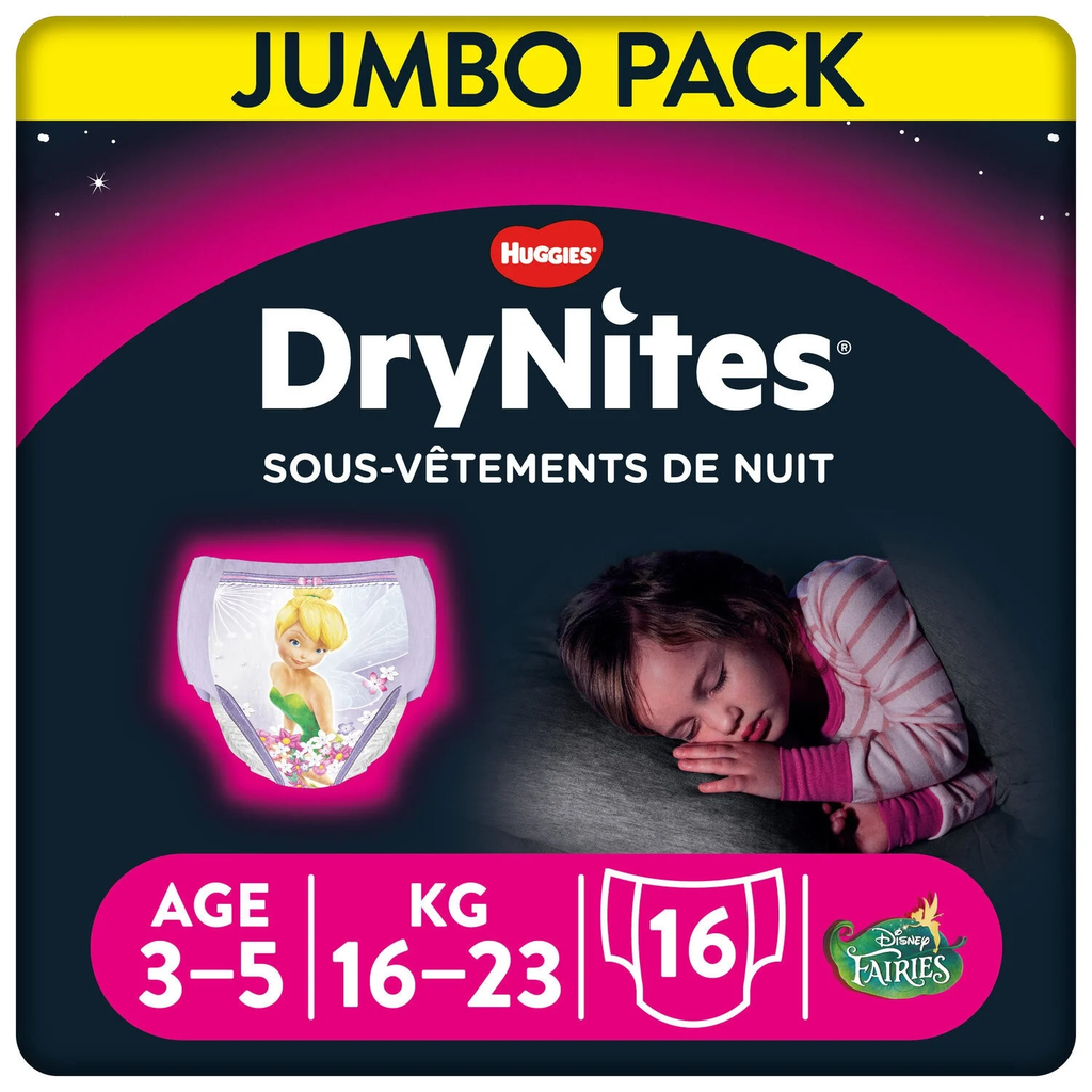 DRYNITES HUGGIES Girls Night Pants 3-5 Years 16 Units