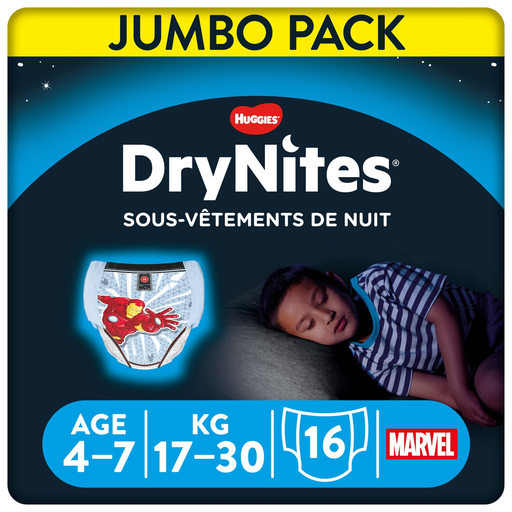[5029053571614] DRYNITES Nighttime Underwear 4-7 years, 17-30 kg, pack of 16 pants