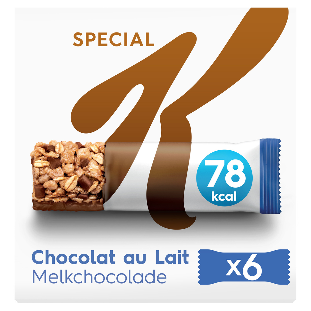 KELLOGG'S Barras de cereais chocolate de leite 6x20g